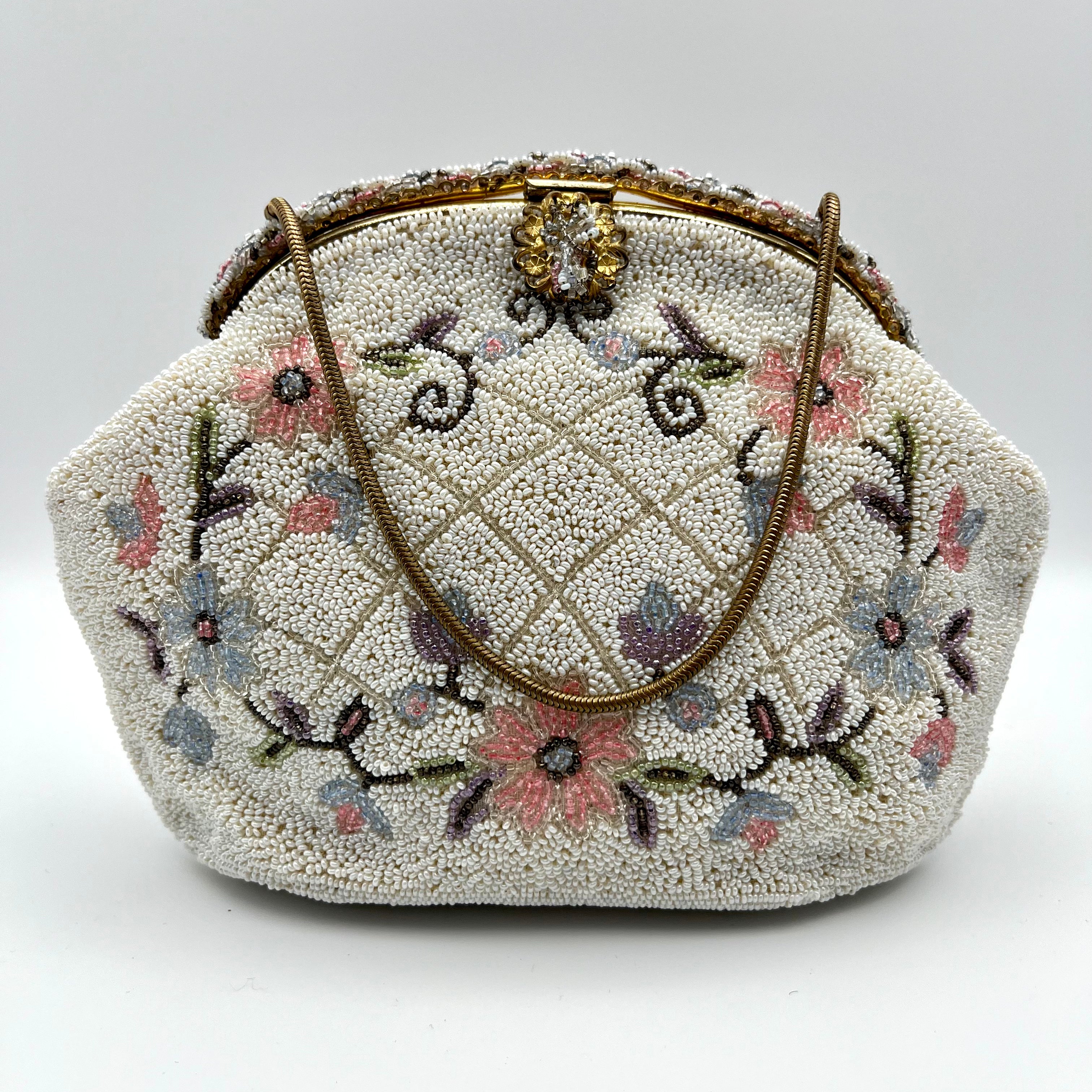 Stunning Vintage 60s White Beaded Purse By Ed B Robinson popular Handmade in Belgium