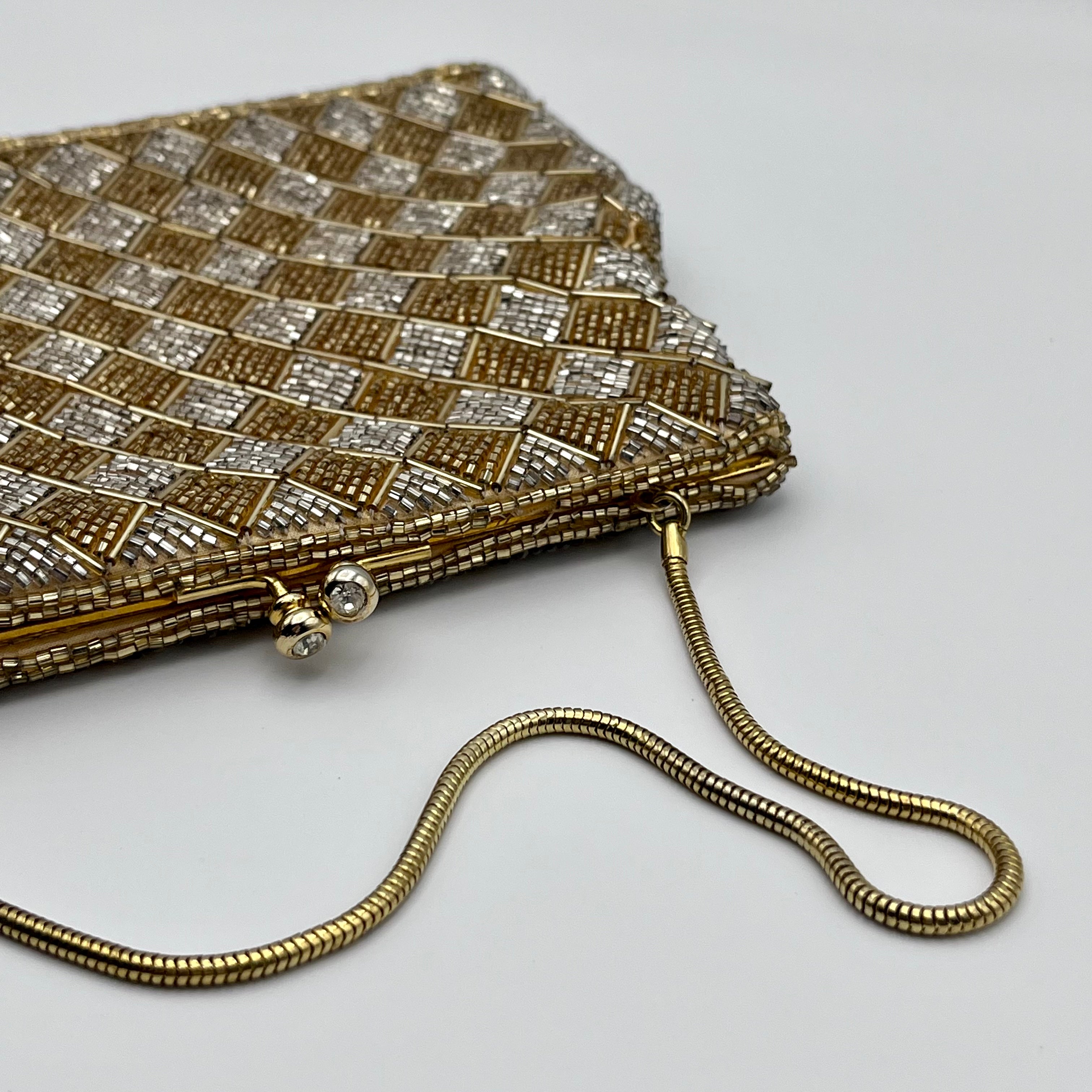 Vintage Walborg gold beaded kiss lock purse sale bag