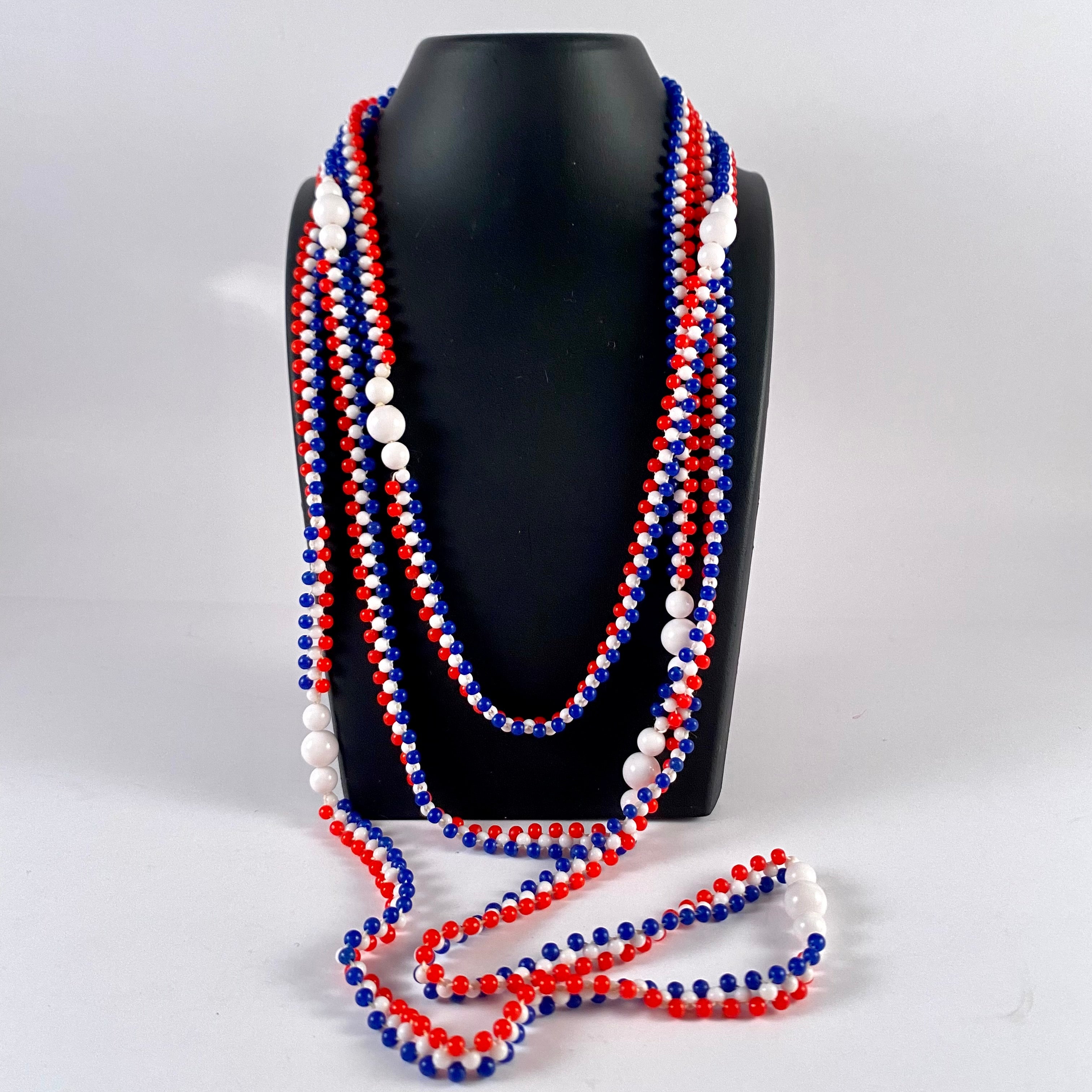 unbranded | Jewelry | American Flag And Bead Necklace Red White Blue |  Poshmark