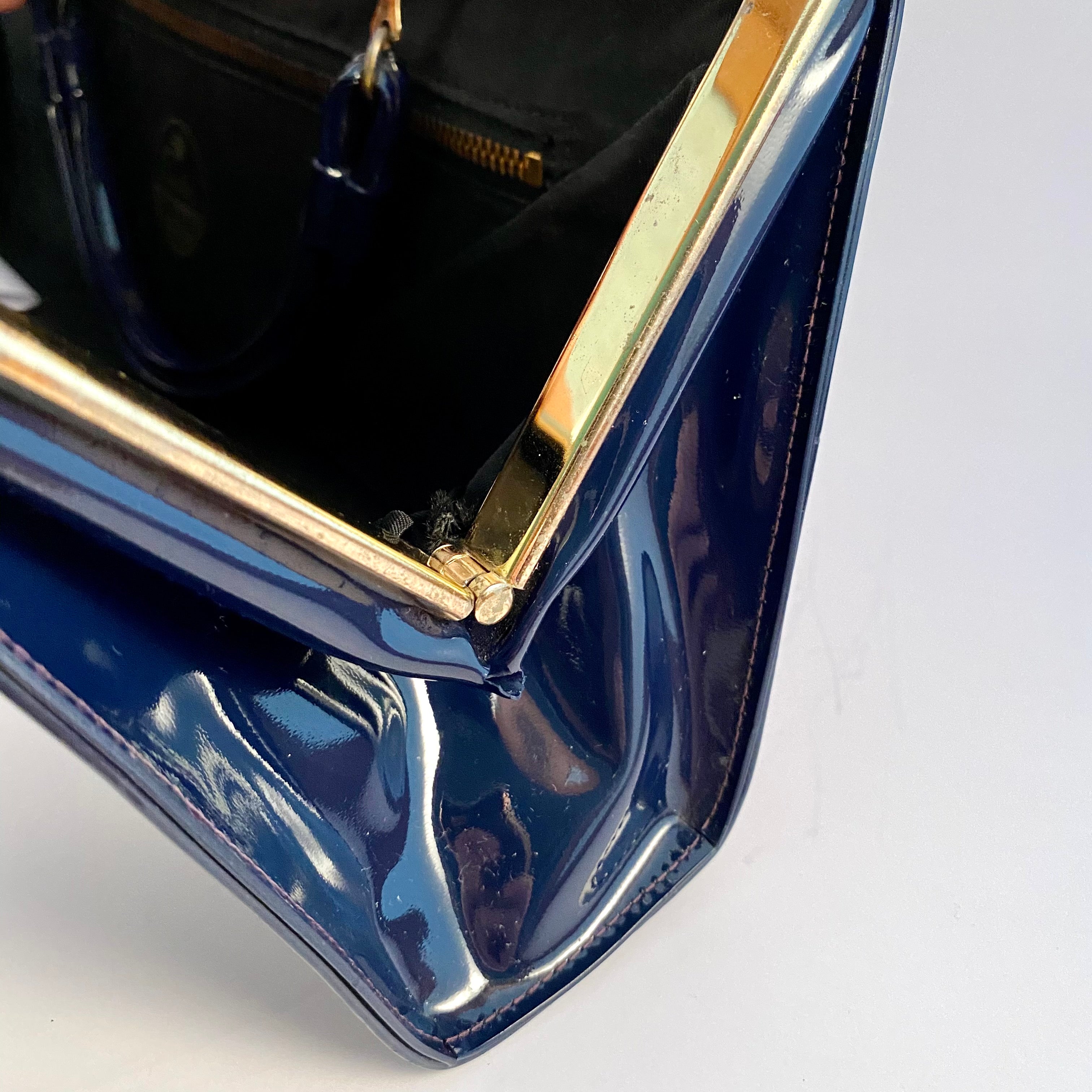 Navy patent leather purse online