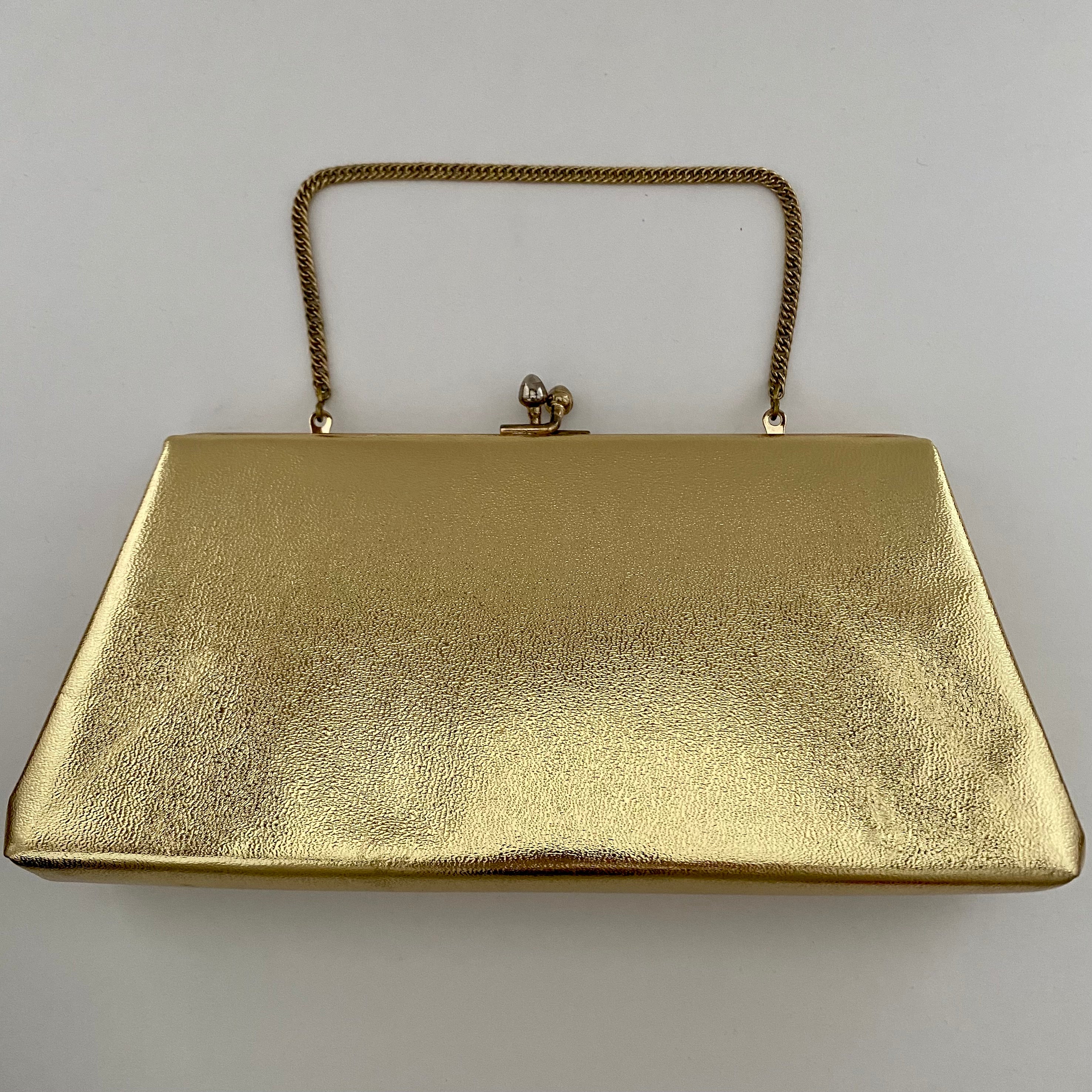 Metallic Gold Silver Bronze Soft Italian Leather Crossbody Shoulder Small  Bag Silver Tone Trims