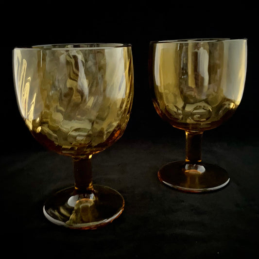 1970s Amber Goblet Set