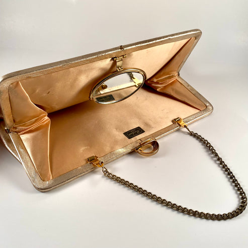 Late 60s/ Early 70s Mardane Gold Clutch With Interior Mirror – Retro ...