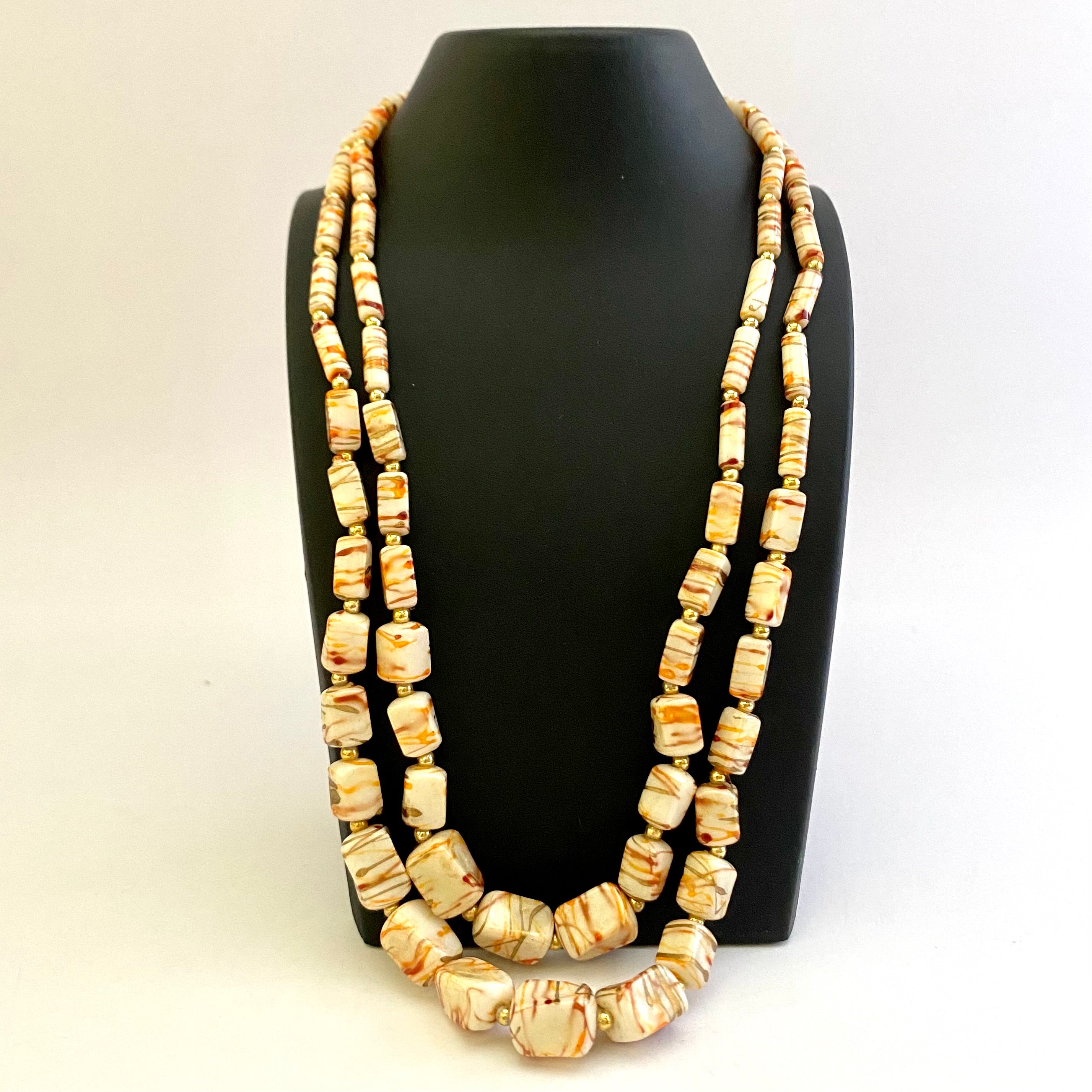 Vintage Double-Strand Gold Bead retailer Necklace