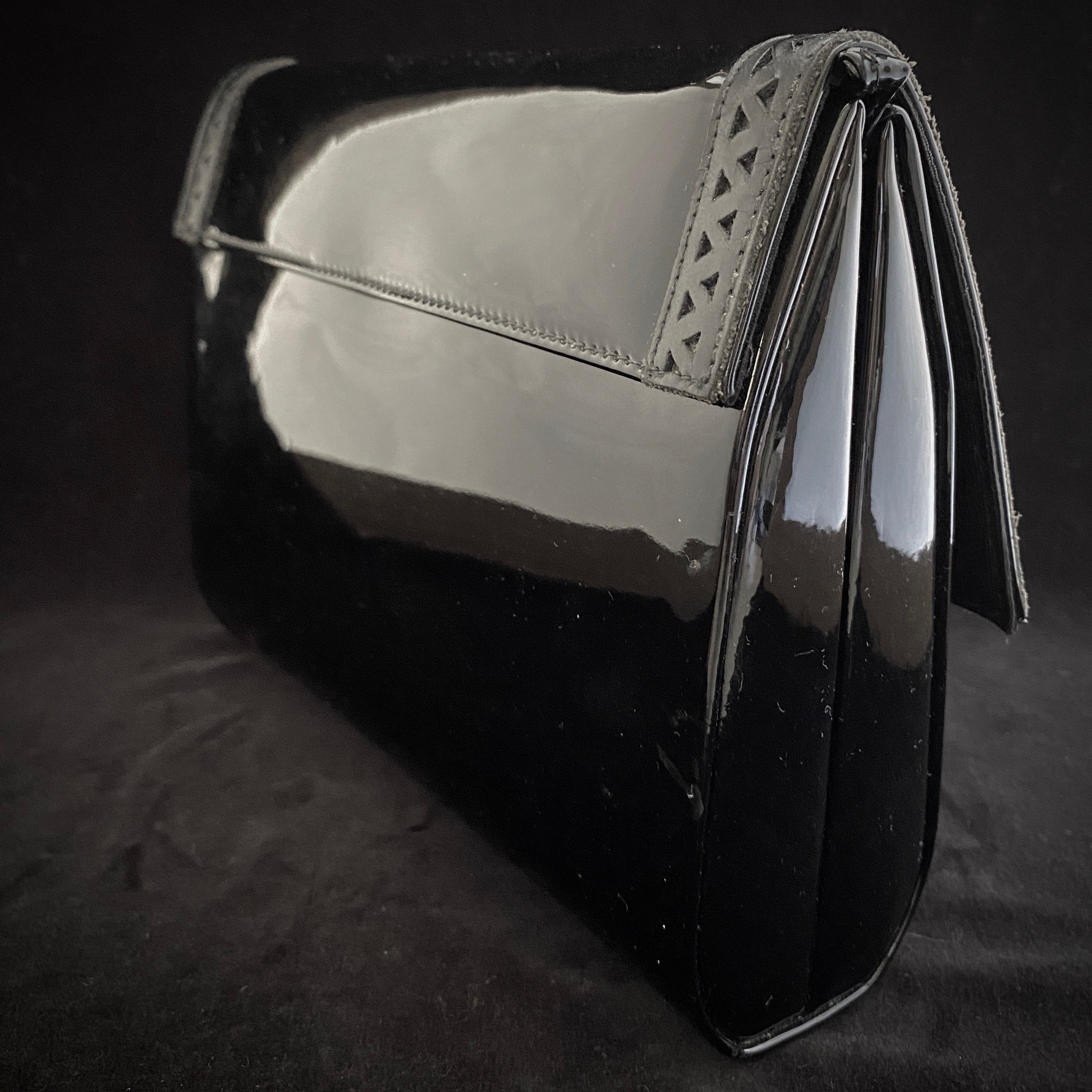 Vintage Black Patent Leather Ladies Handbag Snap Clutch Bag Purse 1950's  1960's | eBay