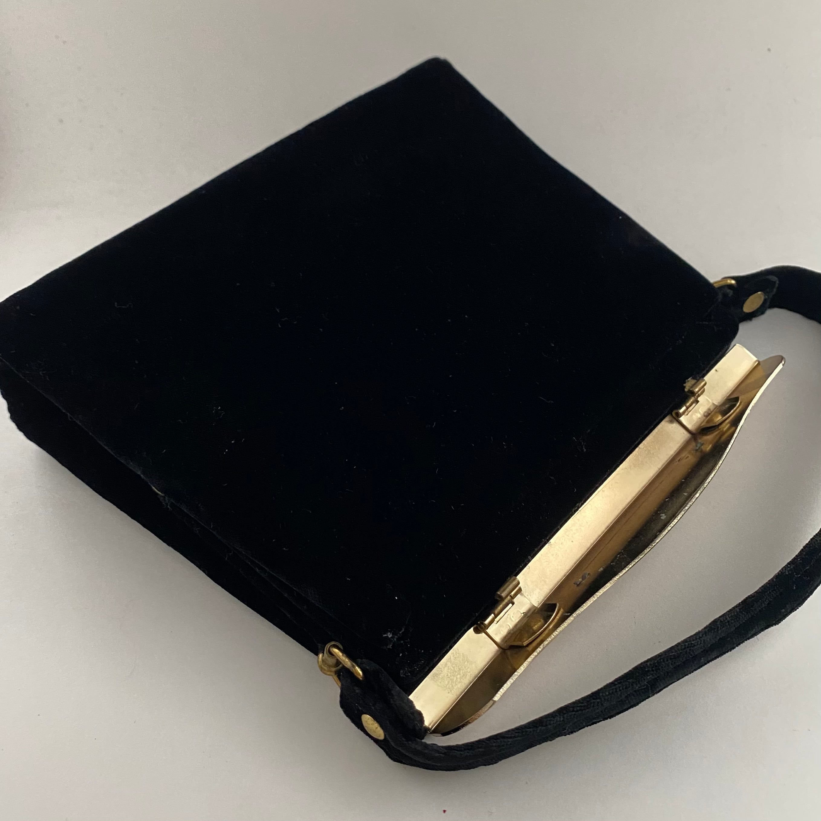 Store Bobbie Jerome Vintage Black Patent Leather Clutch/Chain Purse- Circa 1970's