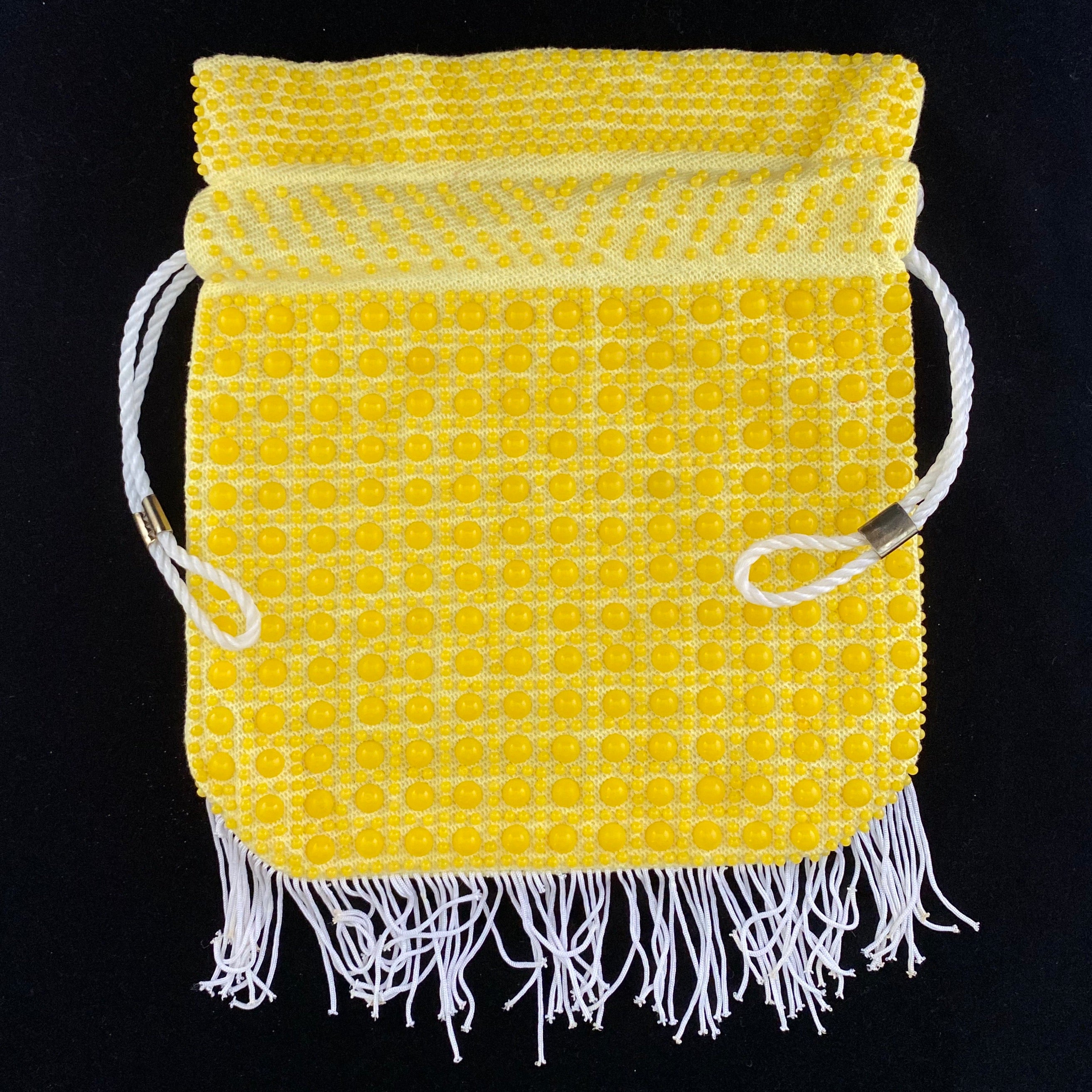 Yellow discount beaded bag