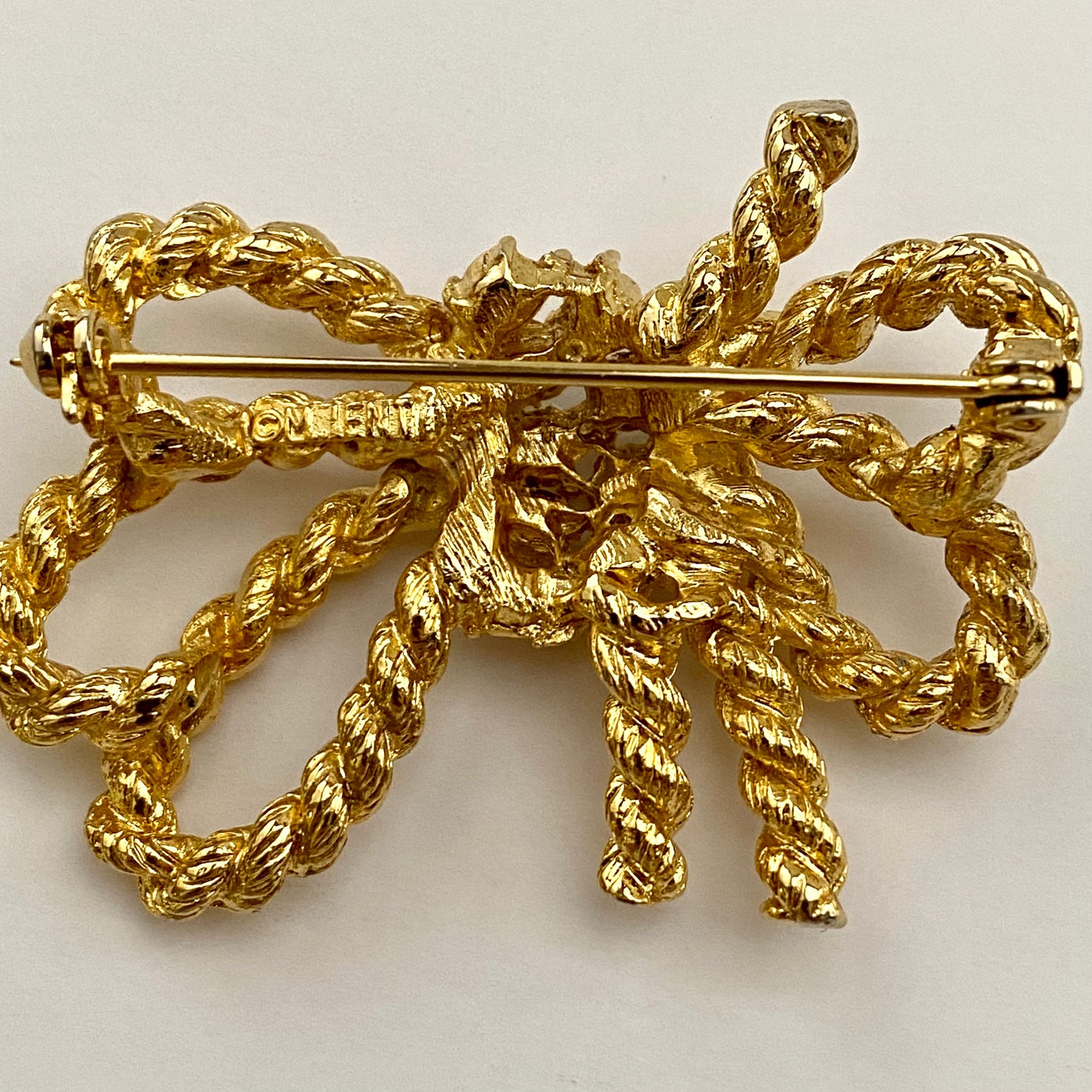 1980s MJENT Rhinestone Bow Brooch