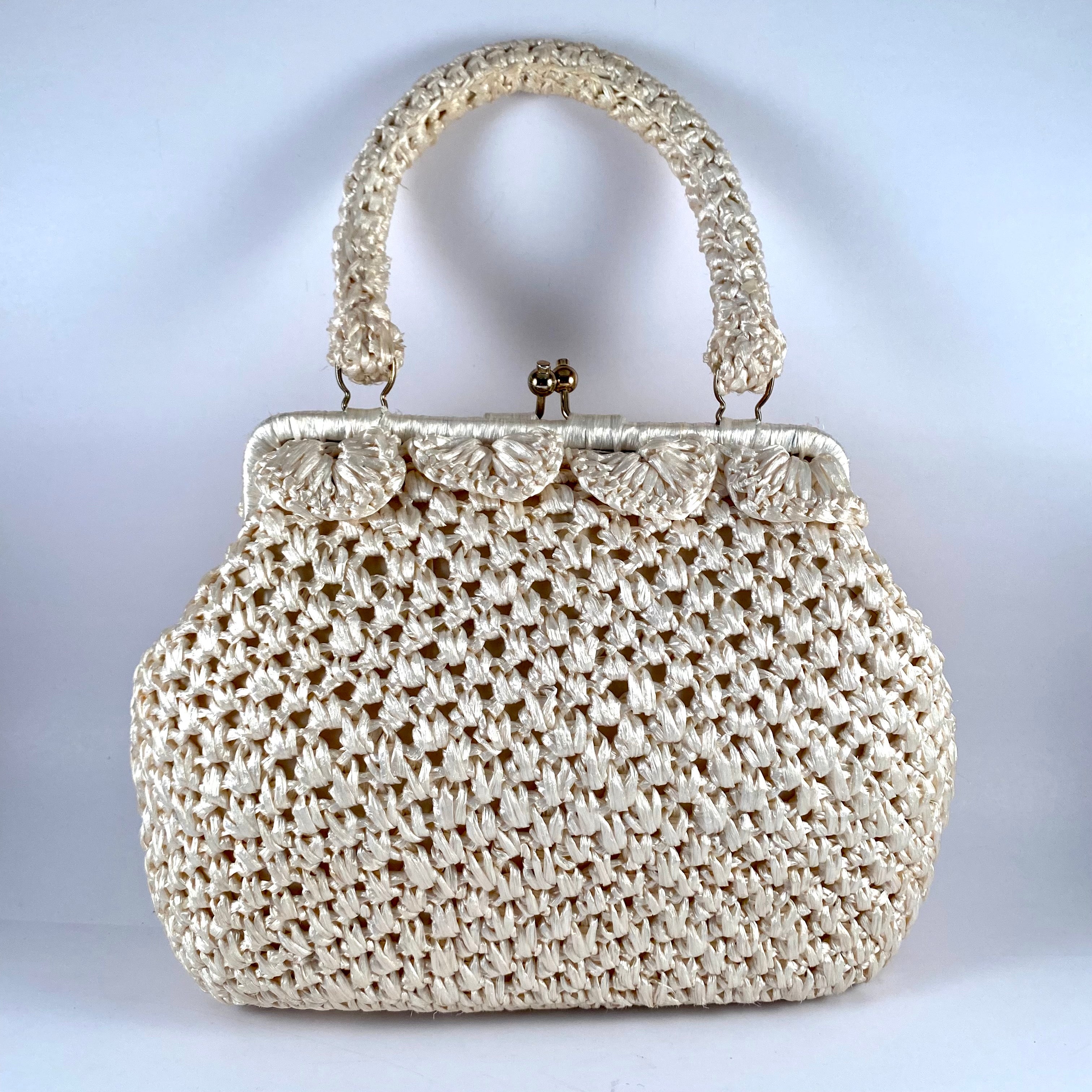 Deals Vintage Two-tone Straw Raffia Wicker Handbag