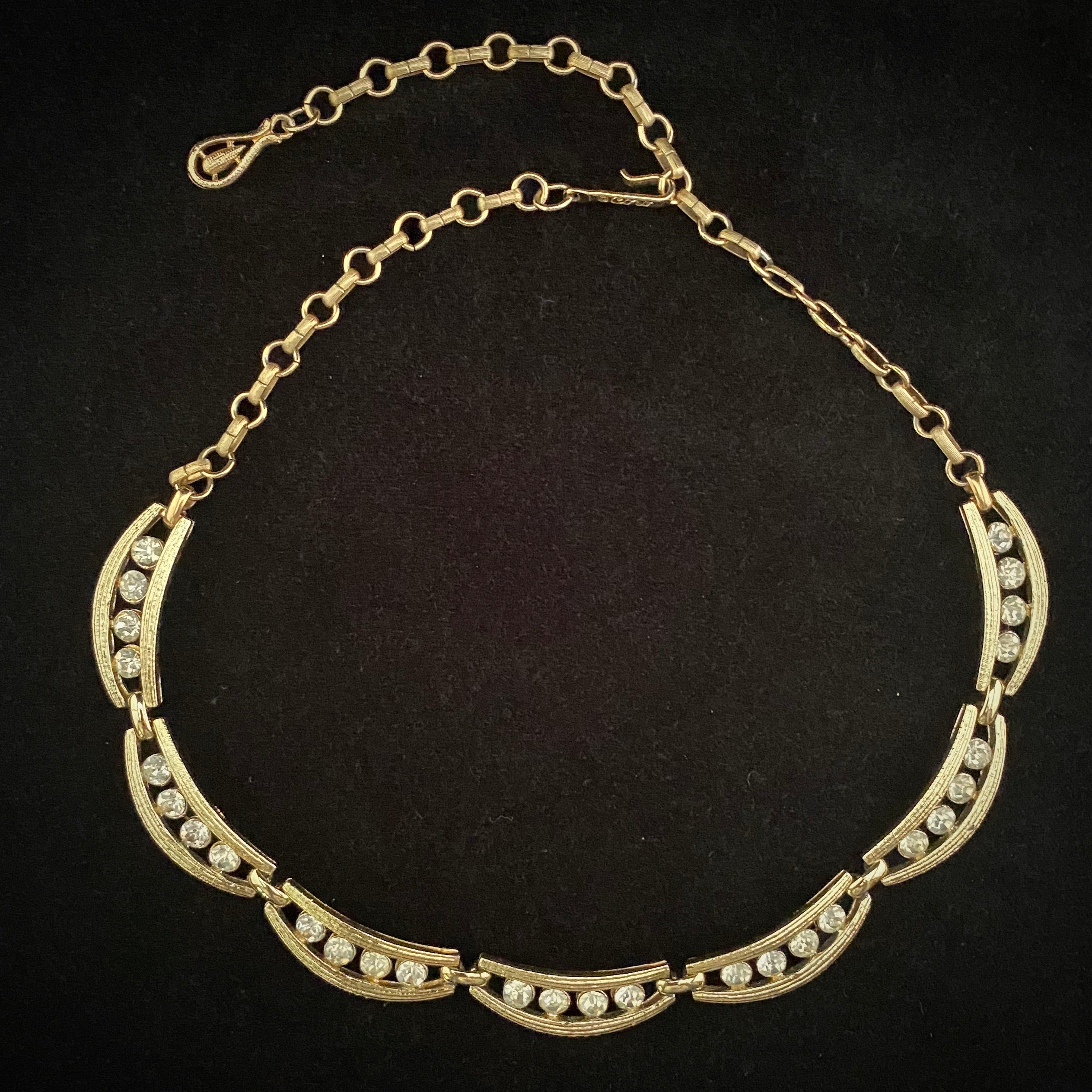 Late 50s/ Early 60s Coro Gold & Rhinestone Necklace – Retro Kandy 