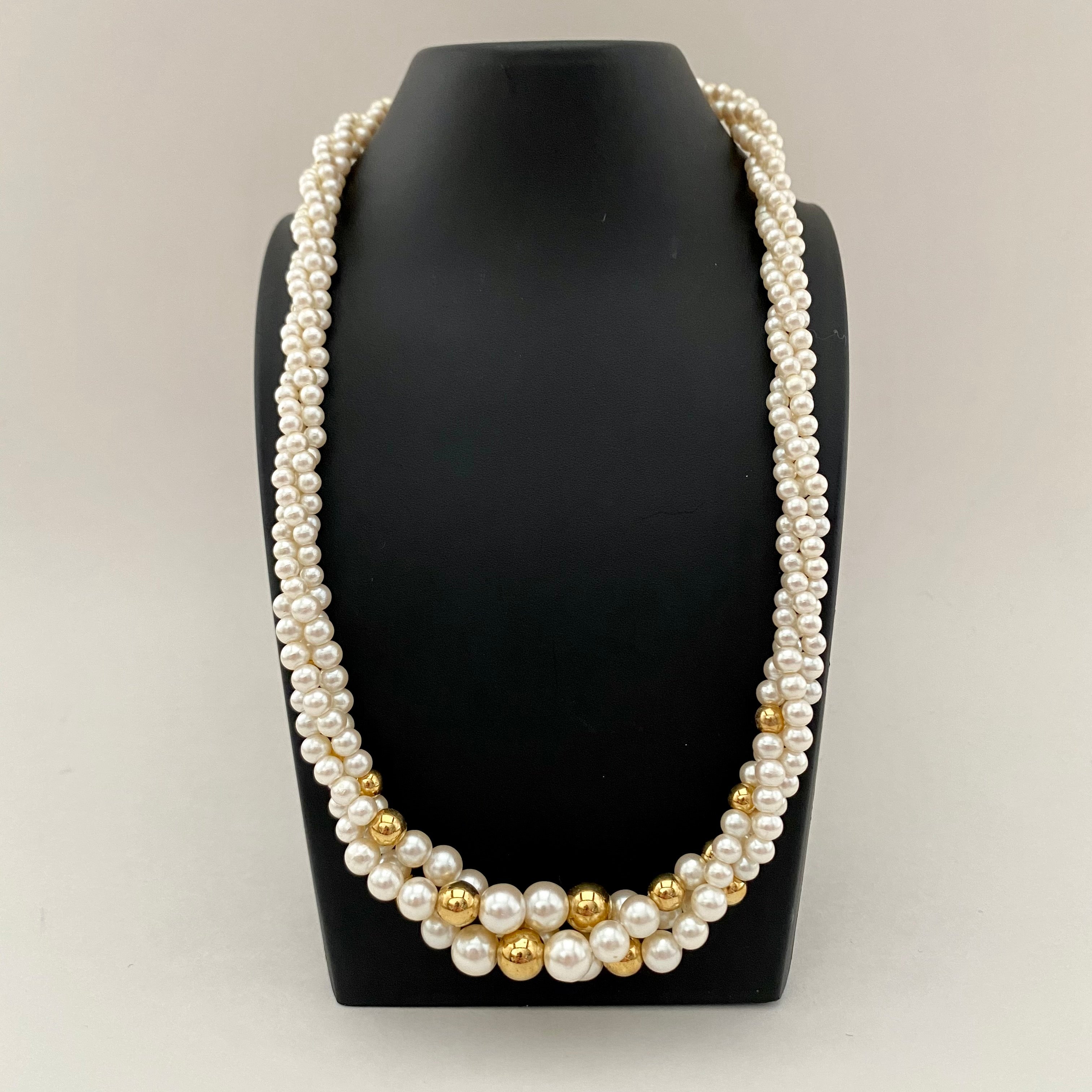 BEAUTIFUL VINTAGE GOLD-TONE Faux Pearl Necklace by Napier Jewellery 40cm  £48.99 - PicClick UK