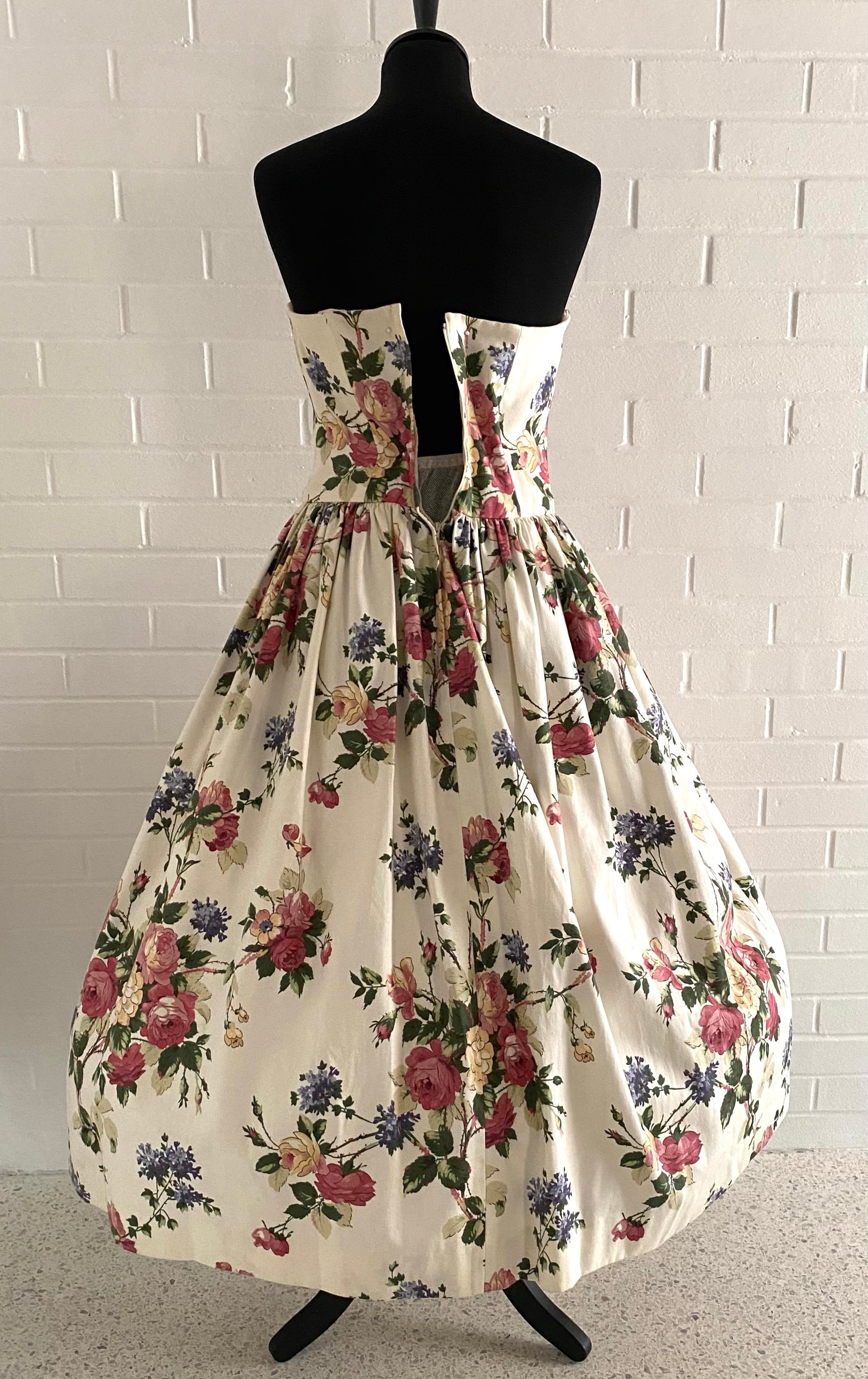 1980s S.G.Gilbert Strapless Flowered Dress – Retro Kandy Vintage