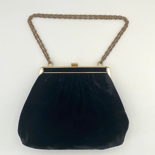 Reversible Purse, 1950s Tapestry & Black Patent Leather Handbag
