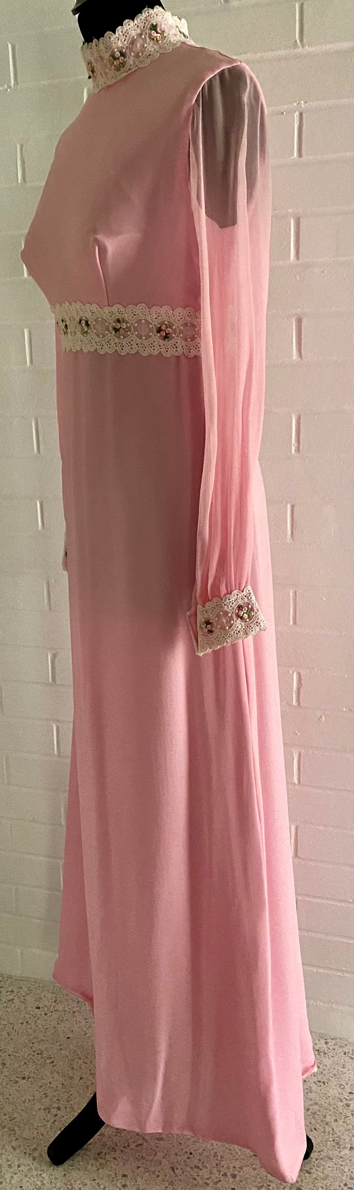 Vintage pink hot sale chiffon dress